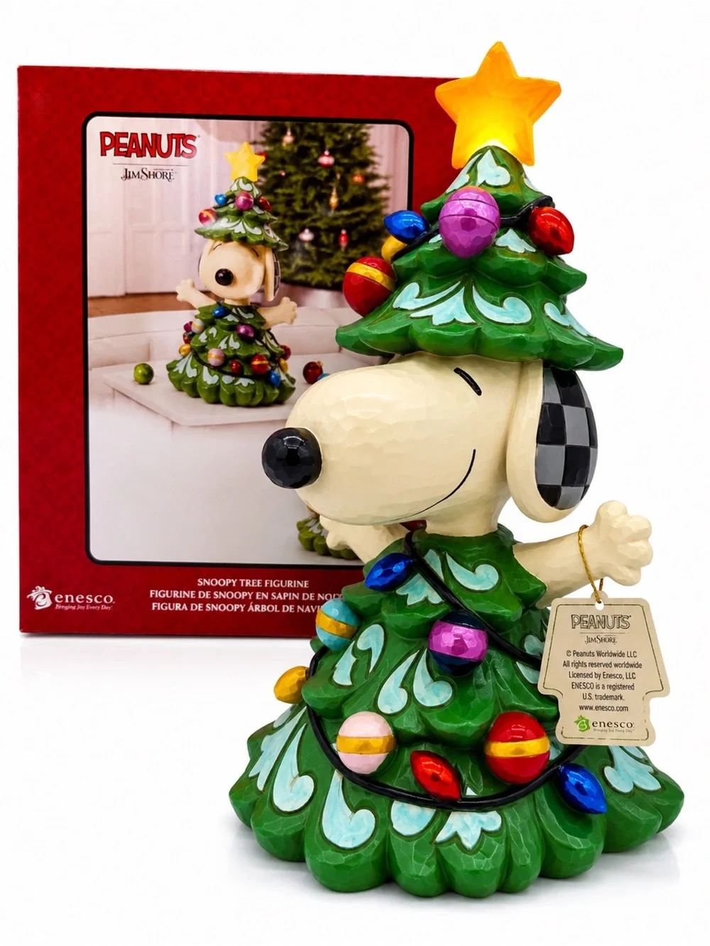 Jim Shore Peanuts Snoopy Christmas Tree Statue - Green